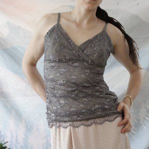 y2k glitter gauze babydoll camisole